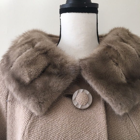 SOLD :: Vintage 50s Wool & Fur Swing Coat - Picture 5 of 8